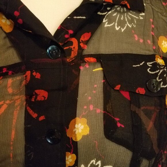 Chico's button down long sleeve top sz 2 - Picture 3 of 5